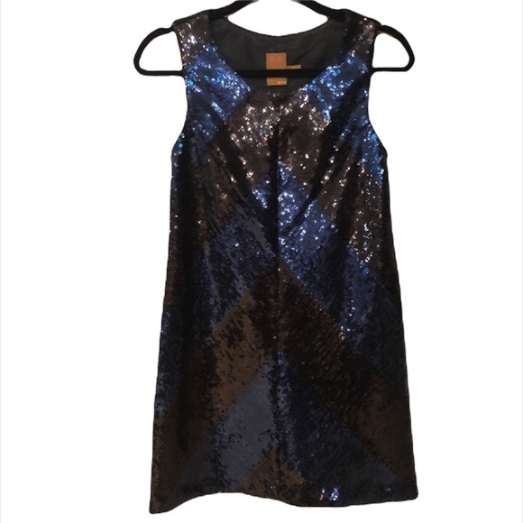 Ali Ro Black & Blue Sequin Sleeveless Shift Dress Size 6 Swiftie Reputation Era - Picture 1 of 9